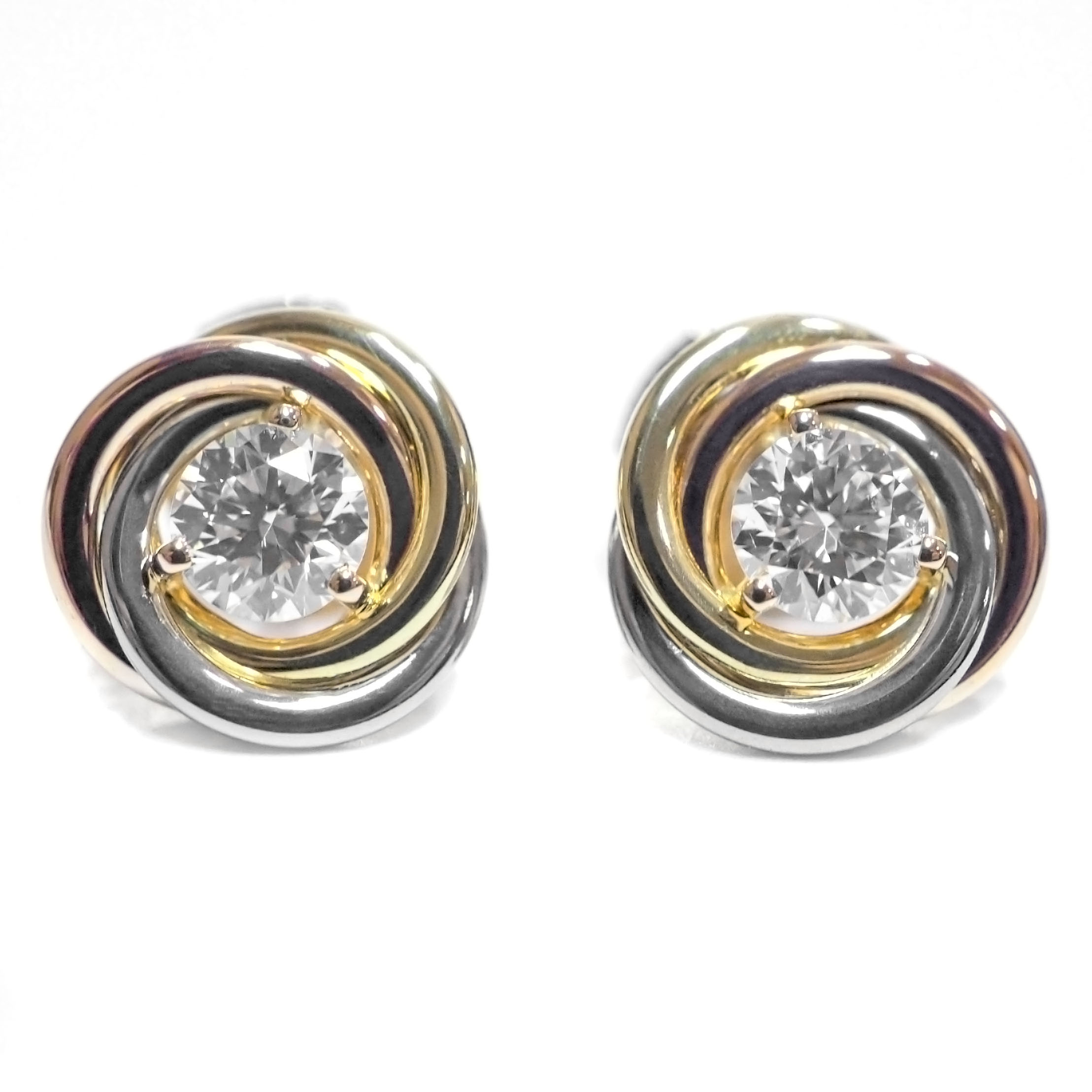 Cartier カルティエ トリニティ K18YG K18WG K18PG ダイヤモンド ピアス 約2.2g位 [ B8301459 イエロー ホワイト ピンク ゴールド 18金 ジュエリー アクセサリー ブランド レディース ]【中古】