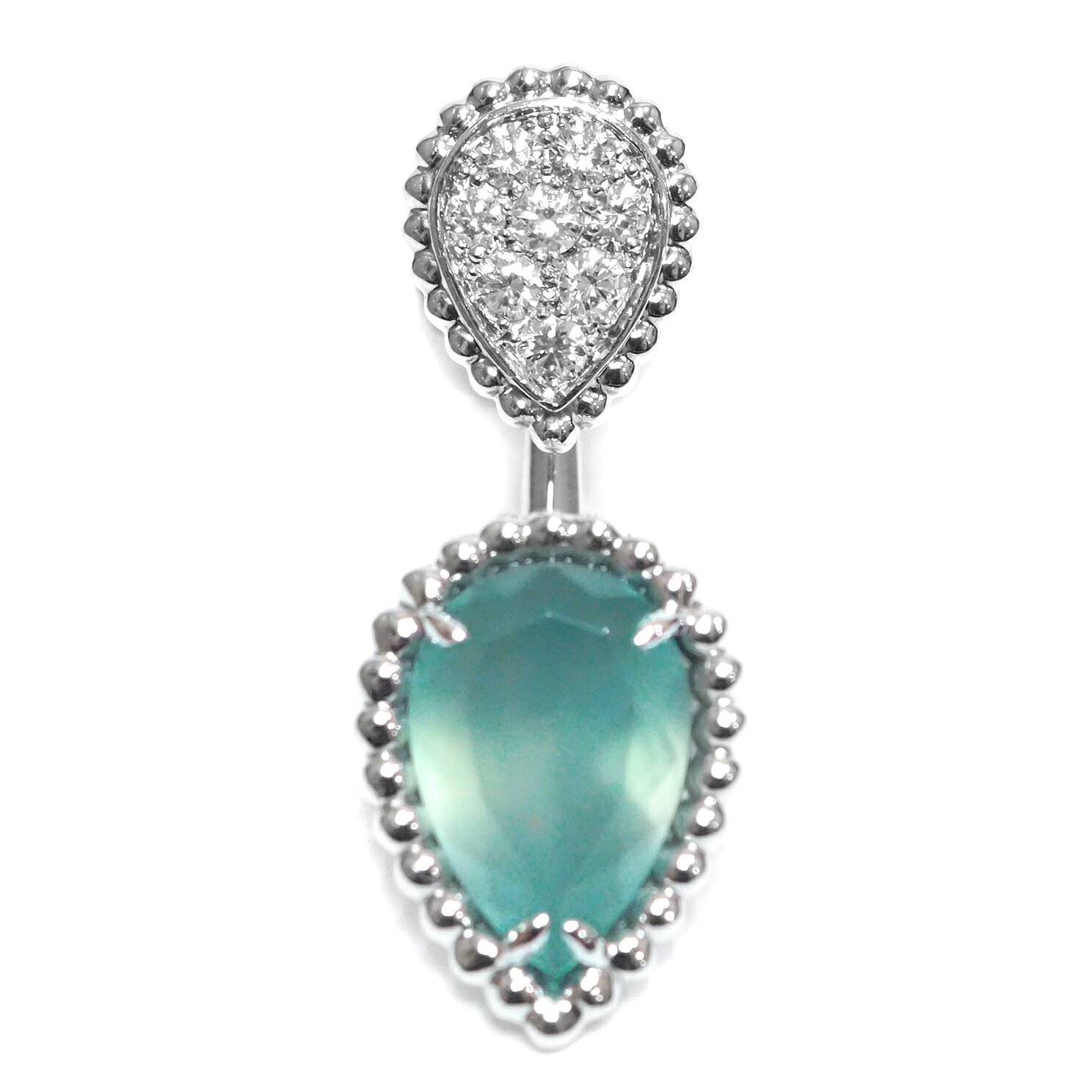 BOUCHERON ブシュロン セルパンボエム 2024年 証明書 アクアプレーズ ダイヤモンド K18WG 2モチーフ シングル スタッズ ピアス 約3.7g位 [ JCO01534 ホワイト ゴールド 18金 ジュエリー アクセサリー ブランド レディース ]【中古】