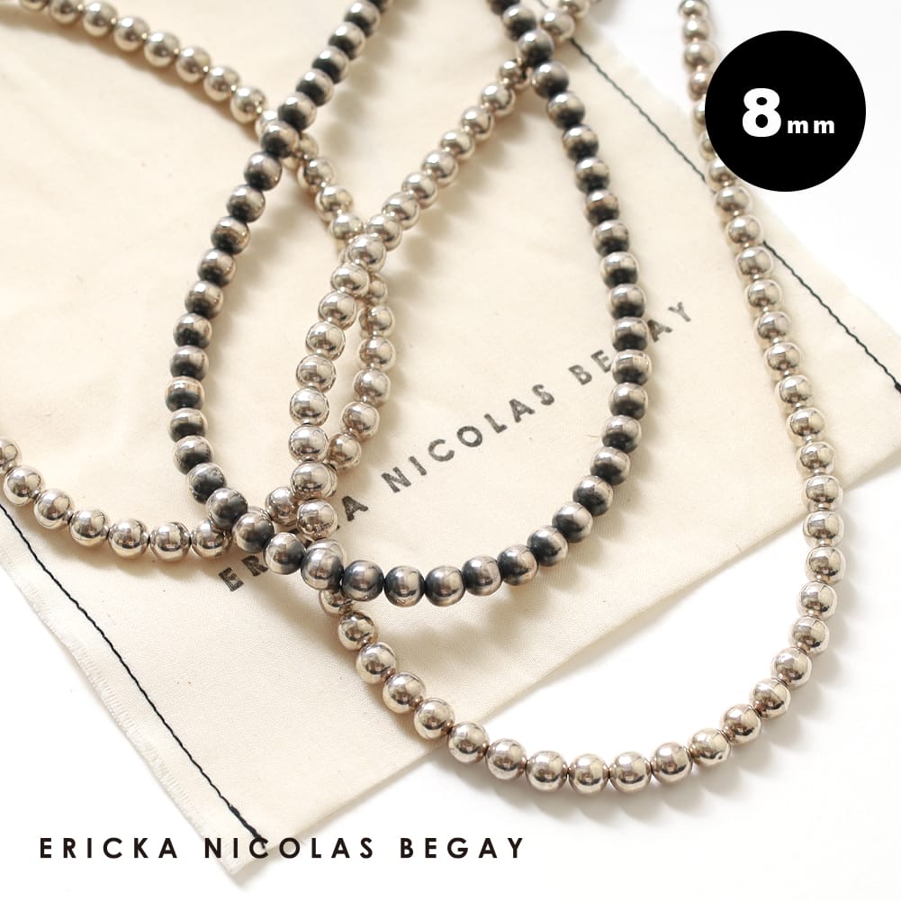 【8/4価格改定】【4％OFFクーポン対象】ERICKA NICOLAS BEGAY(エリッカニコラスビゲイ)/NAVAJO PEARL SILVER NECKLACE 8mm(ナバホパール シルバーネックレス 8mm)/ナバホ インディアンジュエリー シルバーパール ギフト｜MOONLOID