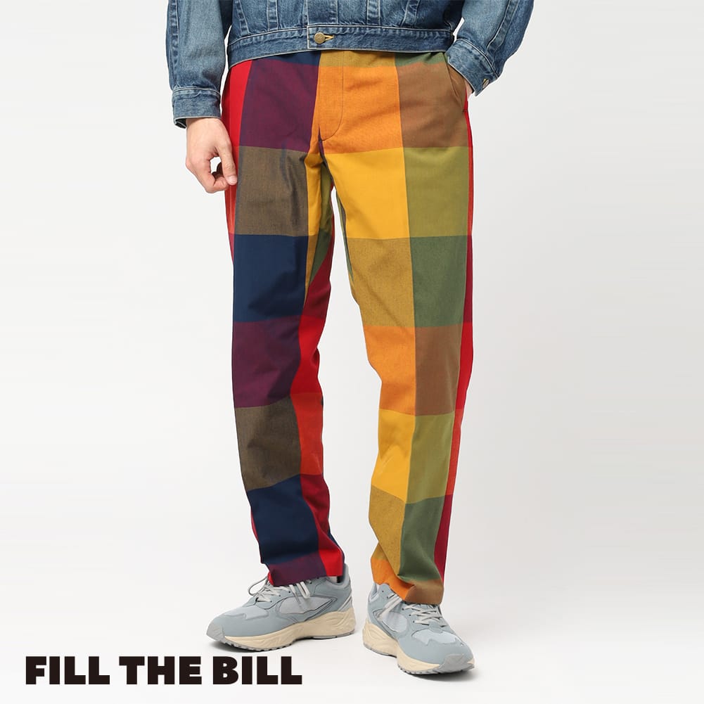 【51％OFFクーポン対象】FILL THE BILL（フィルザビル）BLOCK PLAID TROUSERS（ブロックプレイド トラウザーズ）25SS パンツ チェック柄 スラックス メンズ 春夏 ギフト 母の日