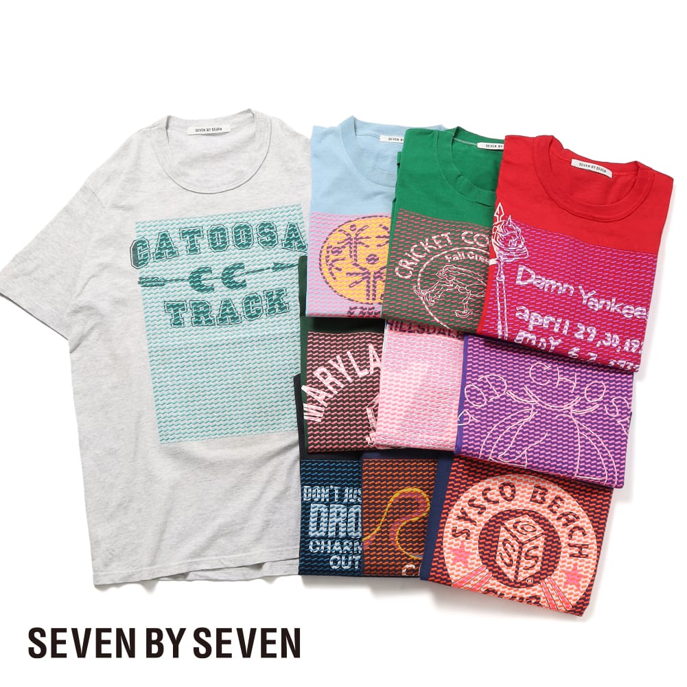 【31％OFFクーポン対象】SEVEN BY SEVEN（セブンバイセブン）REWORK EMBROIDERY TEE- Blurred print -（リワークエンブロイダリーティー - ブラード プリント - ） 古着 手刺繍 刺繍 プリント Tシャツ 半袖 ヴィンテージ リメイク ギフト 母の日