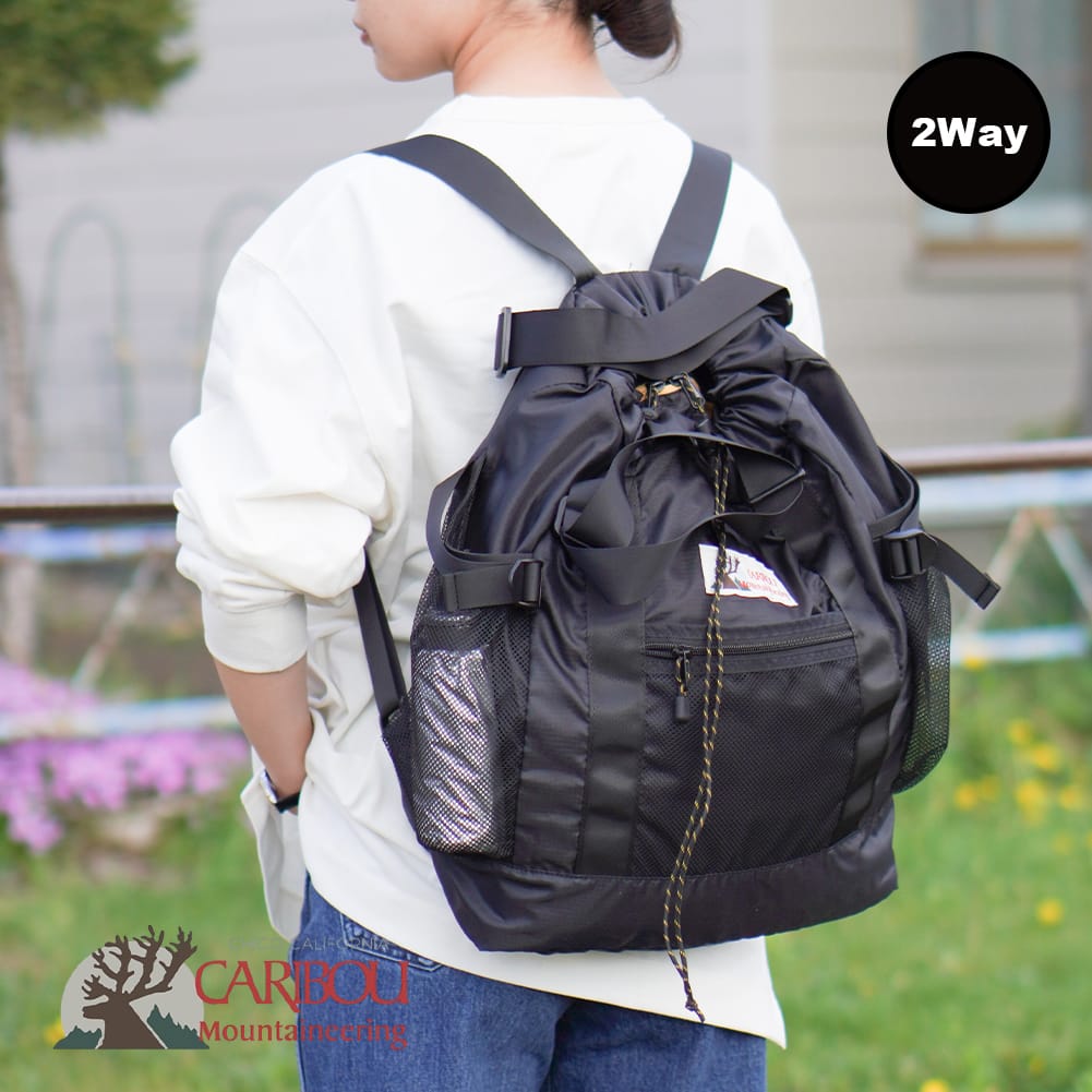 【P5倍】【返品交換送料無料】CARIBOU Mountaineering(カリブーマウンテニアリング)/LIGHT WEIGHT PACK TOTE(ライト ウエイト パック トート)/バッグ リュック バックパック ナイロン シンプル ブラック オリーブ 2025SS ギフト 母の日