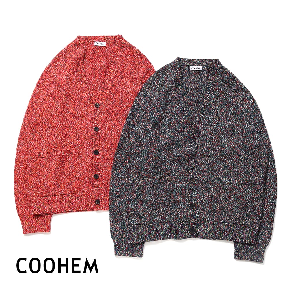 【P10倍】【返品交換送料無料】COOHEM(コーヘン)FLECKED COTTON KNIT C/D(フレックド コットン ニット カーディガン )コットンニット ニット ニットカーディガン yonetomi 米富繊維 日本製 メンズ ギフト 母の日