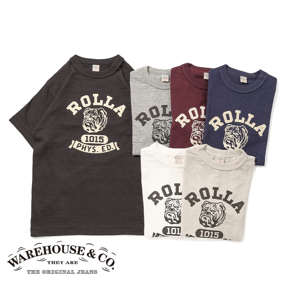 【返品交換送料無料】WAREHOUSE（ウエアハウス）Lot 4601 ROLLA（Lot 4601 ローラ）4601Tシャツ Tシャツ プリントT アメカジ 半袖 クルーネック カレッジT 染み込みプリント ひび割れプリント メンズ レディース ユニセックス ギフト 母の日