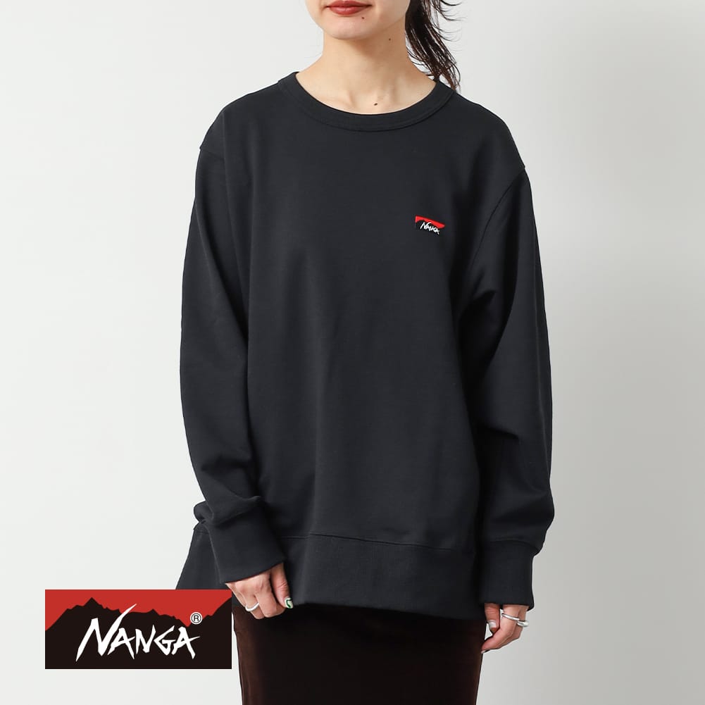 【P10倍】【返品交換送料無料】NANGA(ナンガ)ECO HYBRID MINI BOX LOGO EMBROIDERY SWEATSHIRT(エコハイブリッド ミニボックスロゴ エンブロイダリー スウェットシャツ)定番 スウェット トレーナー 裏毛 クルーネック ラグランスリーブ 母の日|MOONLOID