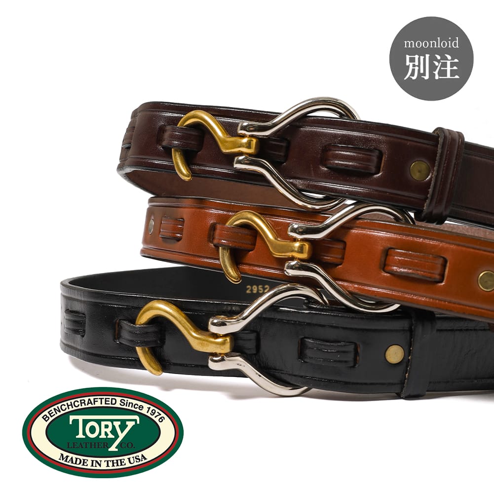 【P5倍】【返品交換送料無料】TORY LEATHER × MOONLOID(トリーレザー × ムーンロイド) EXCLUSIVE HOOK BUCKLE BELT(別注 フックバックルベルト)1.25インチ レザー 本革 牛革 アメリカ製 MADE IN USA 母の日