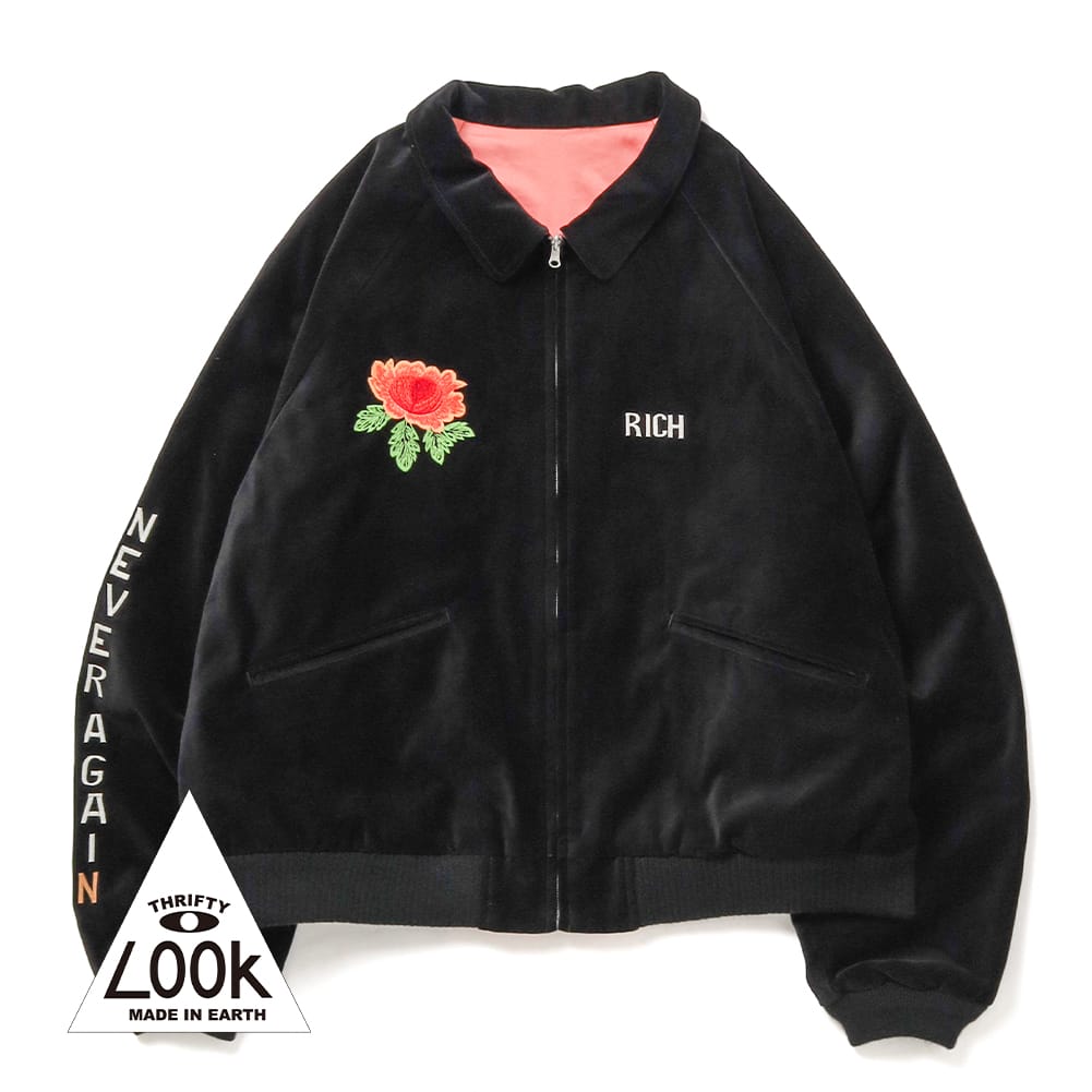 【P10倍】【返品交換送料無料】THRIFTY LOOK（スリフティールック）GERMANY BLOUSON VELOUR（ジャーマニー ブルゾン ベロア）スーベニアジャケット ベロア 別珍 リバーシブル スカジャン ミリタリー IDEALジップ 母の日
