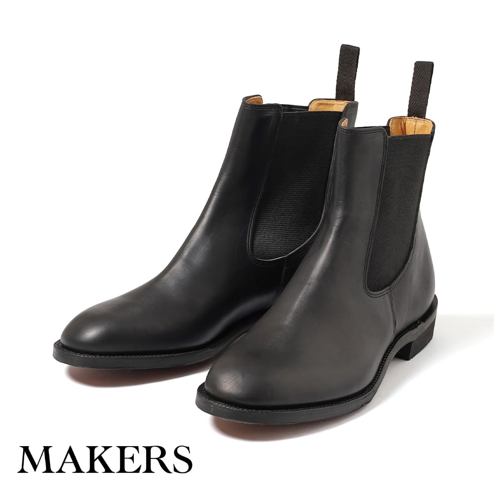 【P10倍】【返品交換送料無料】MAKERS(メイカーズ)VITTORIA - BLACK GUIDI CALF (ヴィットリア - ブラック グイディ カーフ)サイドゴアブーツ ブーツ カーフ カーフレザー グッドイヤー製法 ドクターソール 日本製|MOONLOID