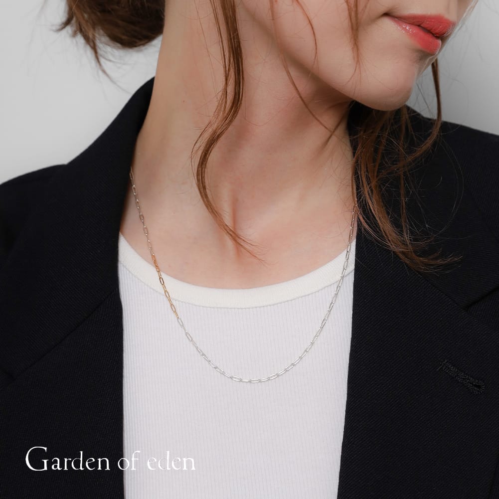 GARDEN OF EDEN(ガーデン オブ エデン)9K and SV PC CHAIN NECKLACE(9K and SV PC チェーン ネックレス)ミックスチェーン ロングネックレス シルバー ゴールド メンズ メンズアクセサリー メンズネックレス カジュアル シンプル モード ギフト プレゼント|MOONLOID
