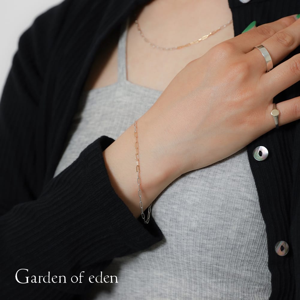 GARDEN OF EDEN(ガーデン オブ エデン)PC MIX CHAIN BRACELET/GOLD CLASP(PCミックス チェーン ブレスレット)シルバー ゴールド メンズ メンズアクセサリー メンズブレスレット カジュアル シンプル モード ギフト プレゼント｜MOONLOID 46,200円