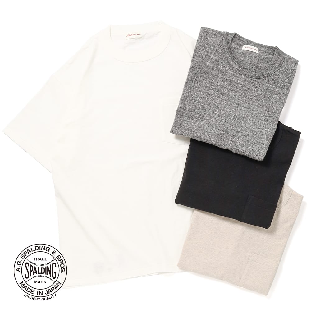 【4％OFFクーポン対象】【返品交換送料無料】A.G.SPALDING＆BROS（A.G.スポルディング＆ブロス）S/S POCKET TEE（ショートスリーブ ポケットティー）Tシャツ 半袖 半袖T ポケT 丸胴 バインダーネック 天地引き シングルステッチ｜MOONLOID