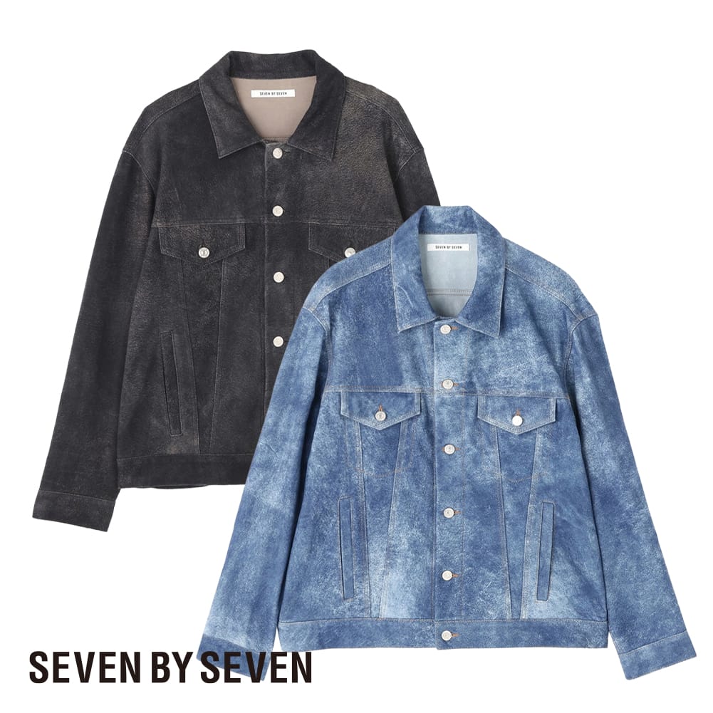 【P10倍】【返品交換送料無料】SEVEN BY SEVEN（セブンバイセブン）LEATHER TRUCKER JACKET ‐ Goat suede Antique finish ‐（レザートラッカージャケット）26SS レザージャケット ゴートレザー 山羊革 スエード アンティーク加工 557XX 557 サードタイプ 母の日