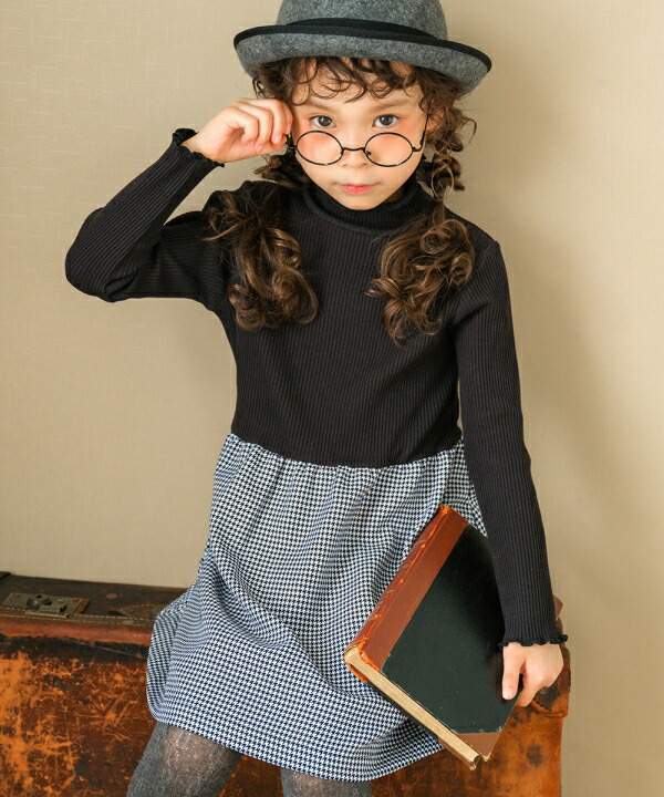子供服 女の子 ワンピース 160cm 普段着 5歳 Moononnon 13歳 9歳 100cm ドッキングワンピース 11歳 1cm 4歳 140cm 千鳥柄 8歳 130cm 6歳 フォーマル 12歳 7歳 3歳 10歳 150cm むーのんのん タートルネック 長袖 リブ 通学着 ジャンパースカート 110cm