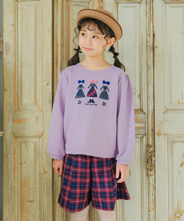 キッズジュニアスクールこども服オリジナルチェック柄飾りボタンキュロットパンツ