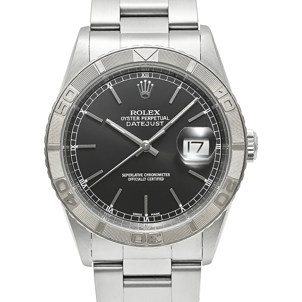Y番 保証書付き ROLEX デイトジャスト サンダーバード Ref.16264 ブラック 中古品 メンズ 腕時計