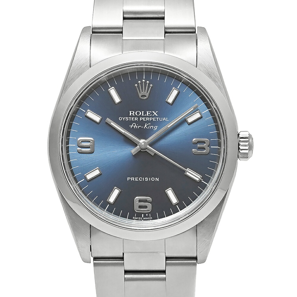 A番 保証書付き ROLEX エアキング Ref.14000 ブルー 中古品 メンズ 腕時計