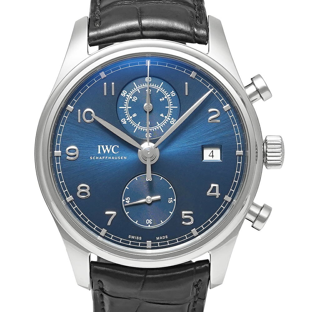 保証書付き IWC ポルトギーゼ クロノグラフ クラシック Ref.IW390303 ブルー 中古品 メンズ 腕時計