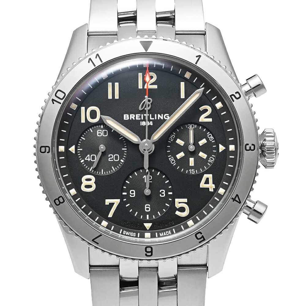 BREITLING 古典派音楽 アヴィ クロノグラフ 42 P-51 マスタング Ref.A23380(A233803A1B1A1) 黒いこと 中古品 メンズ ウオッチ メンズ腕時計-腕時計