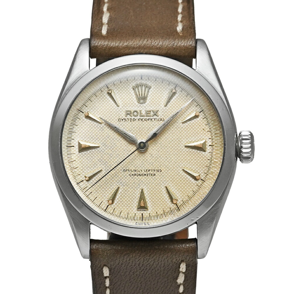 1954年前後 ROLEX セミバブルバック ハニカムダイヤル Ref.6284 アンティーク品 アイボリー メンズ 腕時計|ムーンフェイズ