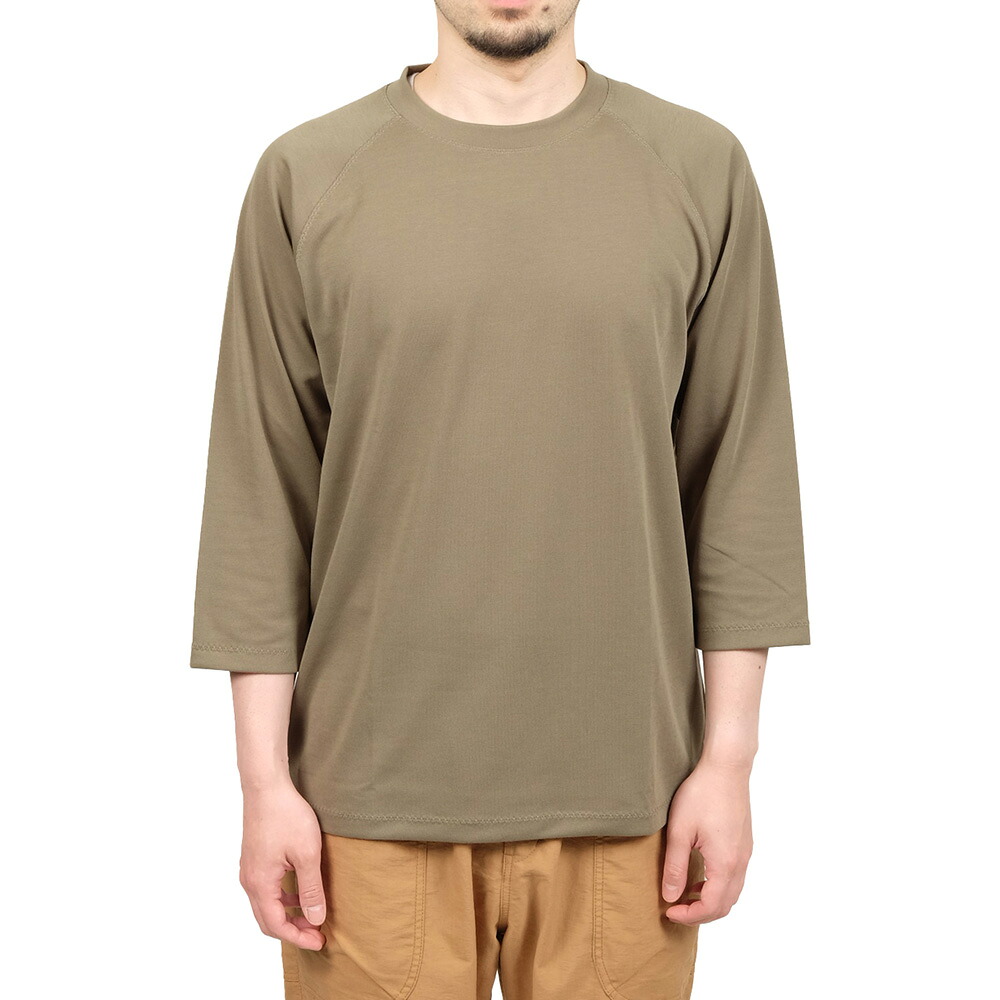 【SALE】アクシーズクインエレメンツ（AXESQUIN ELEMENTS） キュプラ混のクォータースリーブTシャツ　21048　 カラー：O22オリーブ鼠