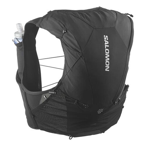 サロモン（SALOMON）\u003cBR\u003eADV ひと肌12 ユニ一発やる（フラスク付）（ADV SKIN 12）LC2464300 \u003cBR\u003e色つや：BLACK 【駈けっくら トレイル駈けっくら トレラン うしろ側容器に並べる 背嚢 鞄 難民キャンプ アウトドア】