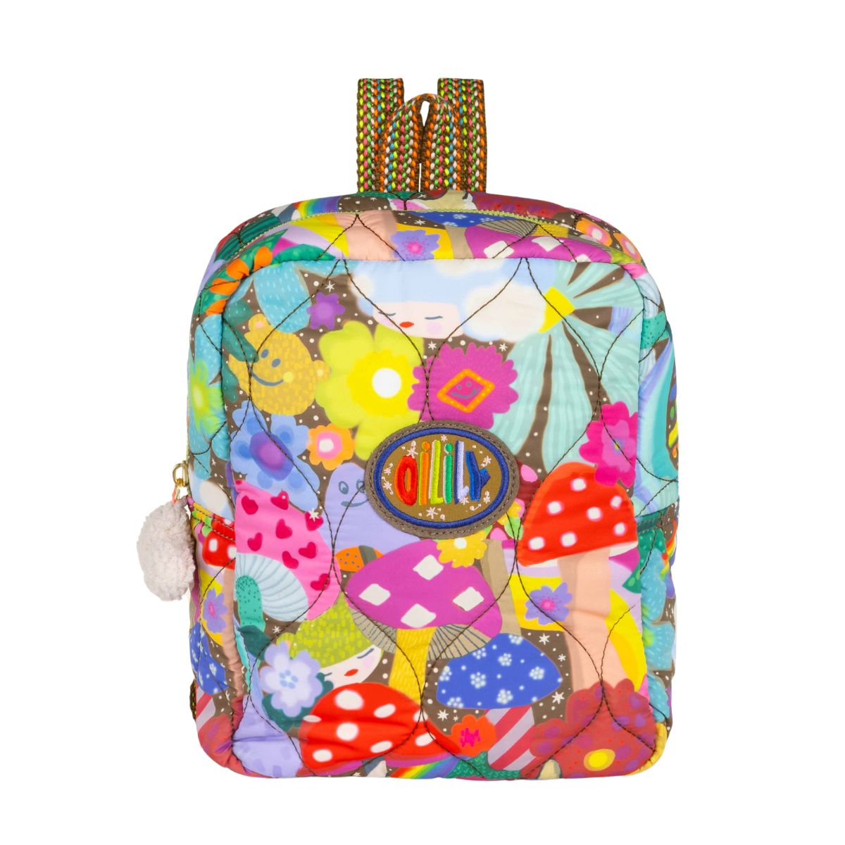 【正規品 オイリリー】ブランド キッズ キッズリュック きのこ 7L スクエアリュック 遠足 女の子 小学生 【oil1583】