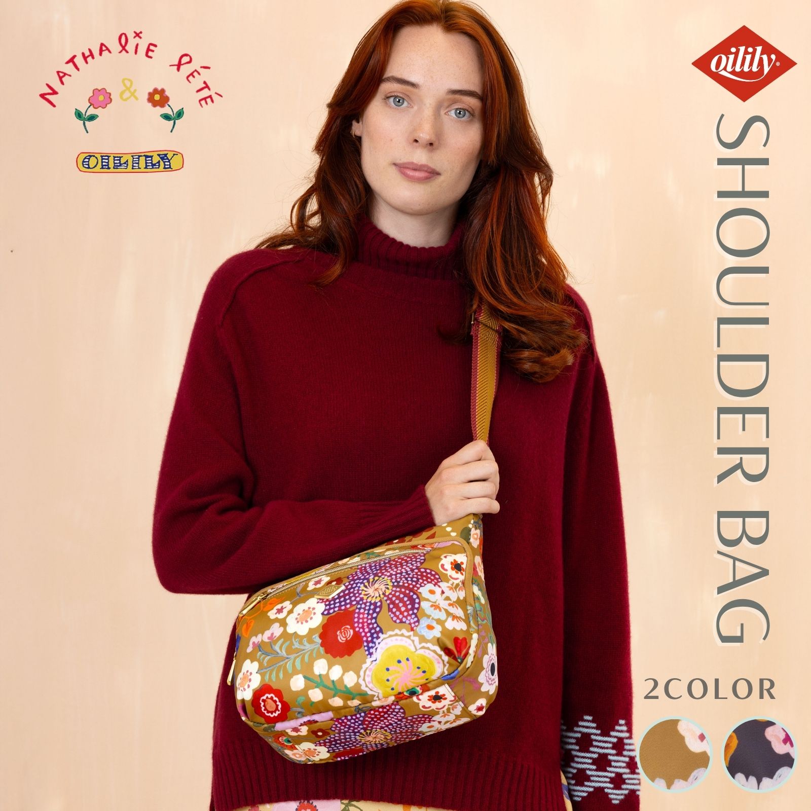 【正規品 オイリリー】ブランド レディース ショルダーバッグ ナタリーレテ コラボ 花柄 ハンドペイント フラワー ノベルティ付き 【oil1615】