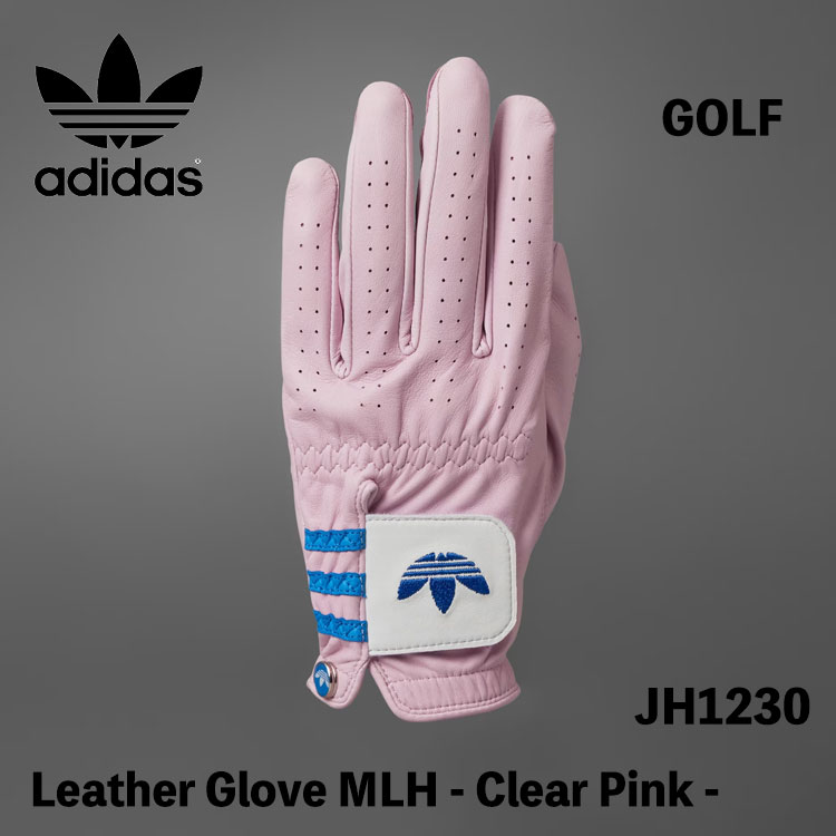 オリジナルスゴルフ ゴルフグローブ マーカー付き レザー 左手用 adidas originals GOLF レザー グローブ ひだり手 Clear Pink クリア ピンク JH1230