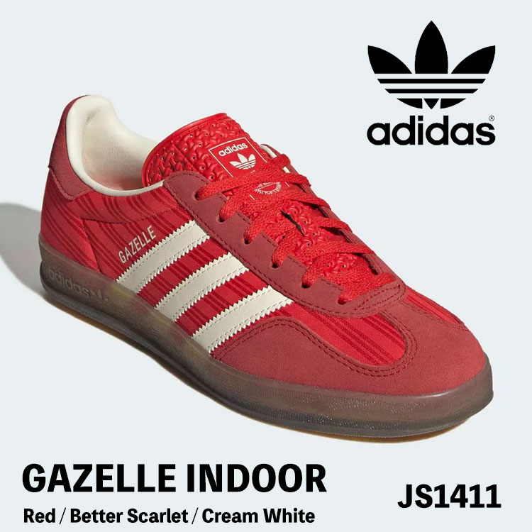 アディダス オリジナルス スニーカー adidas Originals スニーカー Gazelle Indoor JS1411 ガゼル インドア Red / Better Scarlet / Cream White メンズ ウィメンズ レディース シューズ【中古】未使用品｜moremoa shop