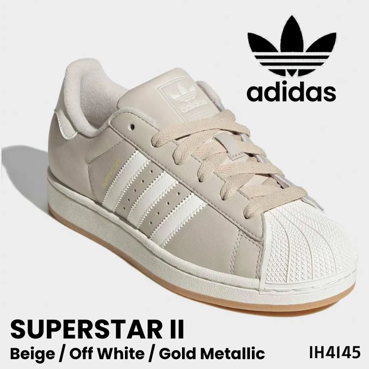 アディダス スニーカー adidas スニーカー レディース メンズ はやりっ子2 / SUPERSTAR II IH4145 Beige / Off White / Gold Metallic ベージュ 象牙色 ゴールドメタリック シューズ【中古】未当て嵌める品