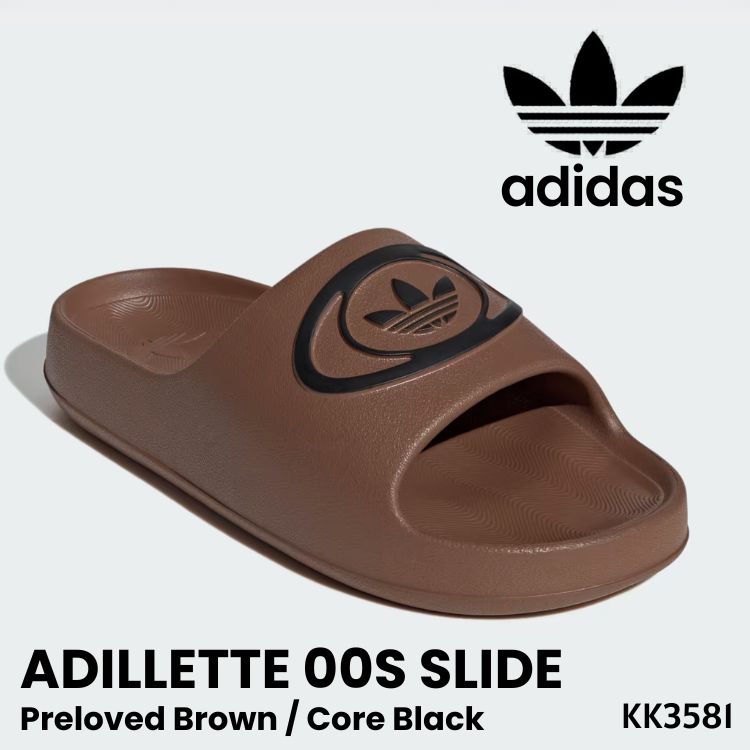 アディダス サンダル adidas サンダル メンズ レディース ADILLETTE 00s SLIDE アディレッタ 00s スライド Preloved Brown / Core Black プリラブドブラウン コアブラック KK3581 シューズ【中古】未使用品|moremoa shop
