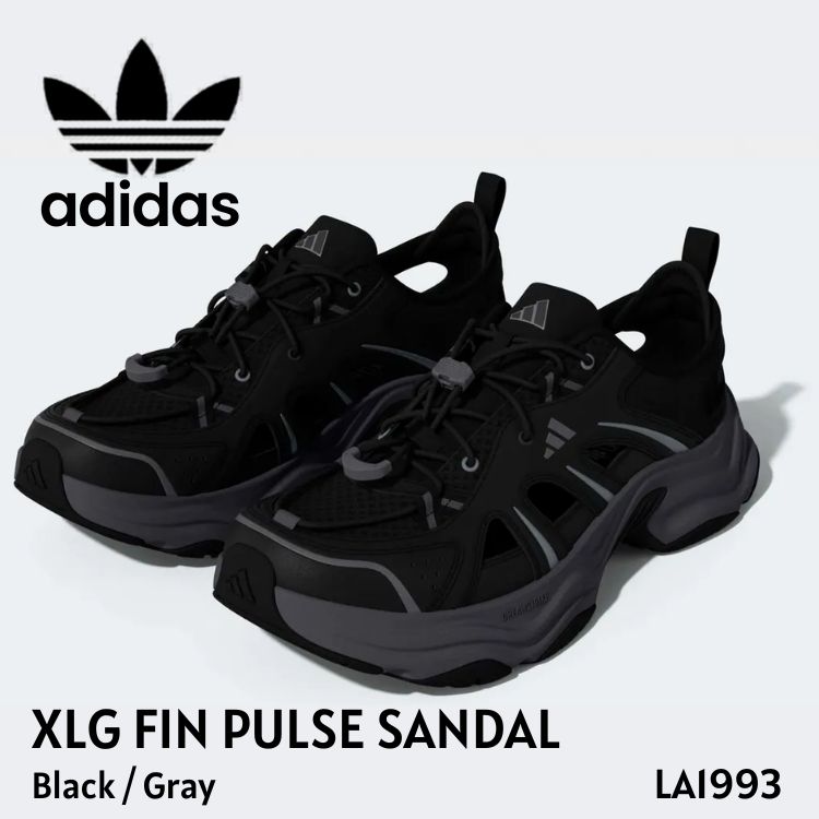 アディダス サンダル adidas サンダル メンズ レディース XLG Fin Pulse Sandal ピンパルスサンダル Black / Gray 天使の都市1993 シューズ【中古】未当て嵌める品