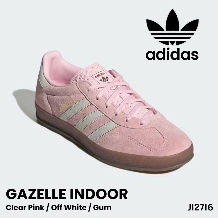 アディダス スニーカー adidas スニーカー レディース Gazelle Indoor JI2716 ガゼル インドア Clear Pink / Off White / Gum クリアピンク オフホワイト ガム ウィメンズ レディース シューズ【中古】未使用品｜moremoa shop