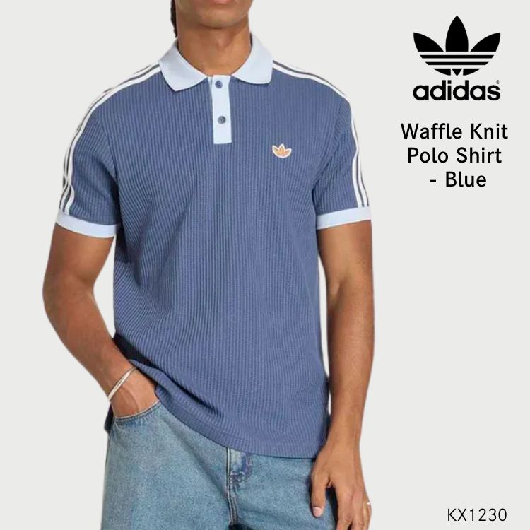 adidas ニット ポロシャツ メンズ アディダス ニット ポロシャツ メンズ Waffle Knit Polo Shirt Preloved Ink 半袖 KX1230 ワッフル ニット ポロシャツ プレラブド インク【中古】未使用品|moremoa shop