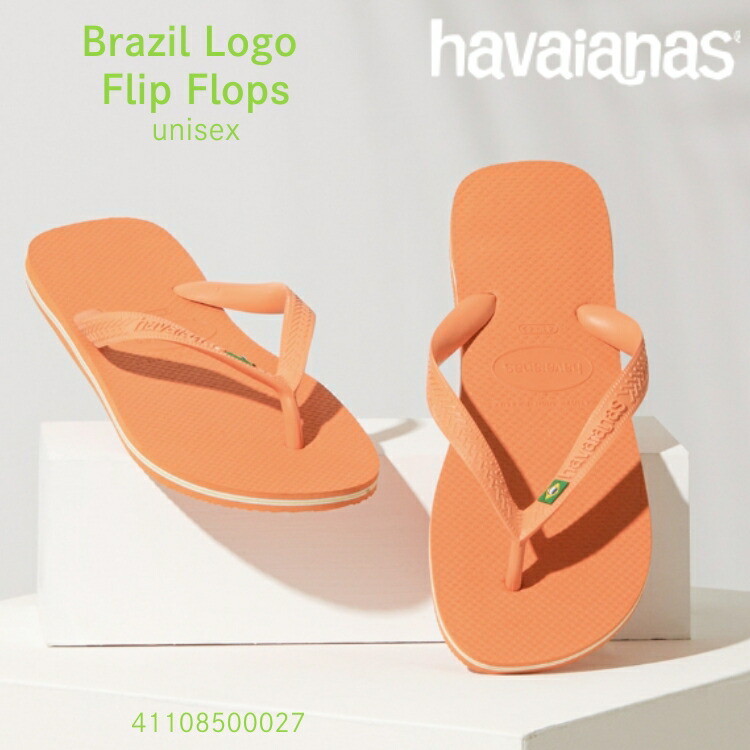 Havaianas 砂浜サンダル ハワイ州アナス ビーサン Brazil Logo Flip Flops ブラジル連邦共和国 ロゴタイプ フリップ 下げ翼 Peach 桃 41108500027 サンダル-ビーチサンダル
