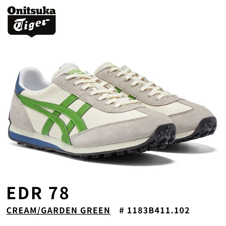オニツカタイガー スニーカー Onitsuka Tiger スニーカー EDR 78 CREAM/GARDEN GREEN 皮膚軟化剤 /園地緑であること # 1183B411.102 シューズ