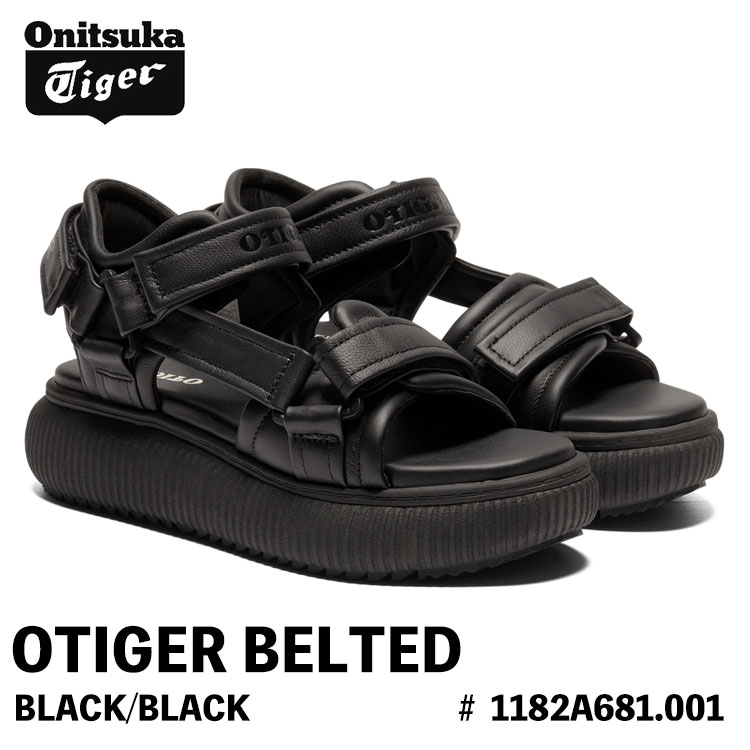 オニツカタイガー サンダル Onitsuka Tiger サンダル レディース OTIGER BELTED オー虎 呼びりんテッド BLACK/BLACK 黒いこと黒いこと # 1182A681.001 シューズ レディース