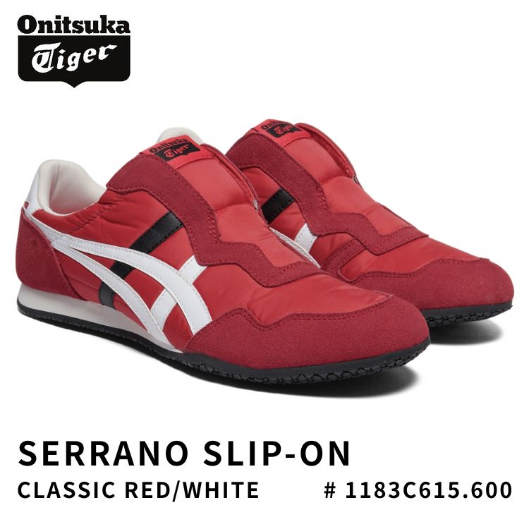 オニツカタイガー スニーカー Onitsuka Tiger SERRANO SLIP-ON セラーノスリッポン CLASSIC RED/WHITE ケール クリーム # 1183C615.600 シューズ|moremoa shop