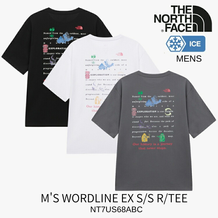 ノースフェイス Tシャツ メンズ レディース THE NORTH FACE Tシャツ M'S WORDLINE EX S/S R/TEE ショートスリーブ Tシャツ BLACK WHITE SMOKE_GRAY ブラック ホワイト リアル スモークグレー NT7US68A/NT7US68B/NT7US68C ウェア｜moremoa shop