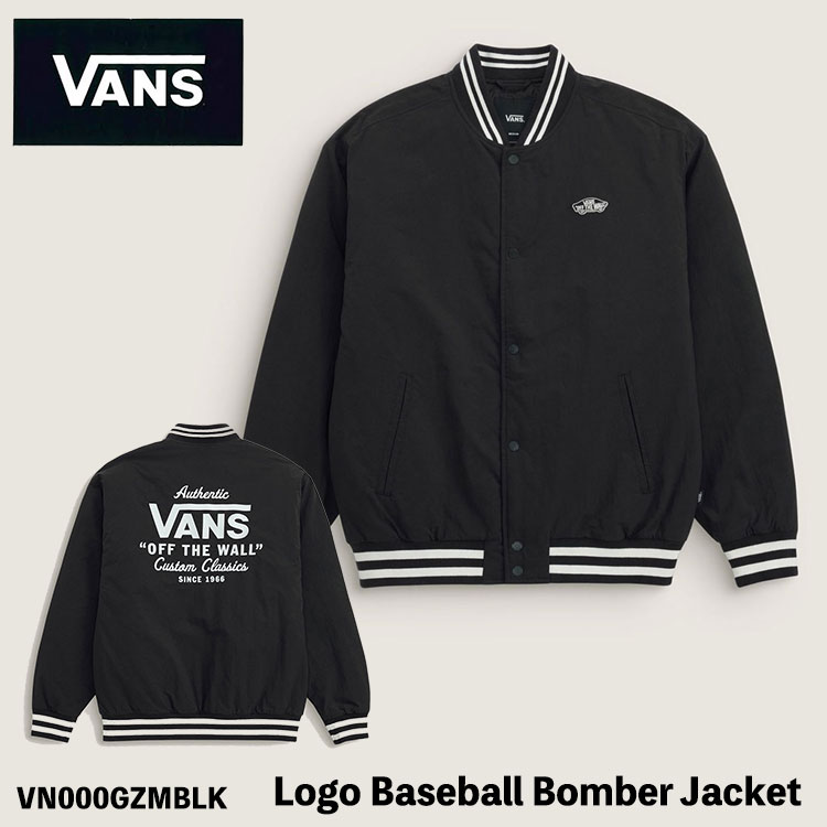 バンズ ジャケット VANS ジャケット Logo Baseball Bomber Jacket Black VN000GZMBLK ロゴ ベースボール ボンバー ジャケット アウター