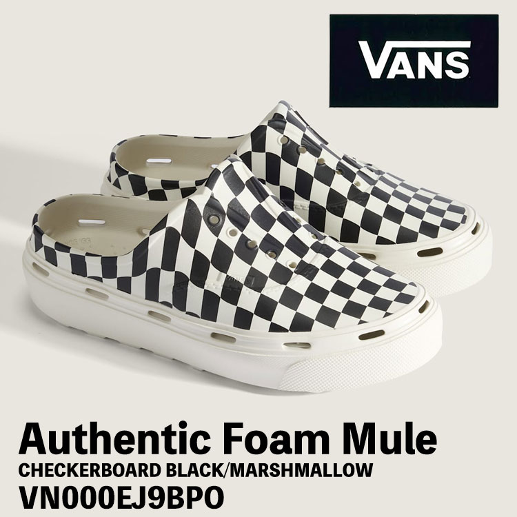 バンズ ミュールサンダル VANS ミュールサンダル Authentic Foam Mule CHECKERBOARD BLACK/MARSHMALLOW VN000EJ9BPO オーセンティックフォーム ミュール チェッカーボード ブラック マシュマロ シューズ｜moremoa shop