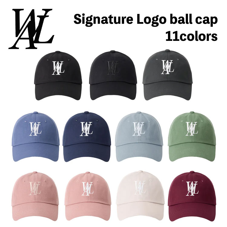 ウアロン キャップ WOOALONG キャップ メンズ レディース Signature Logo ball cap シグネチャー ロゴ ボールキャップ BLACK CHARCOAL NAVY PINK BLUE GREEN BEIGE WINE SD5AAC10 ACC