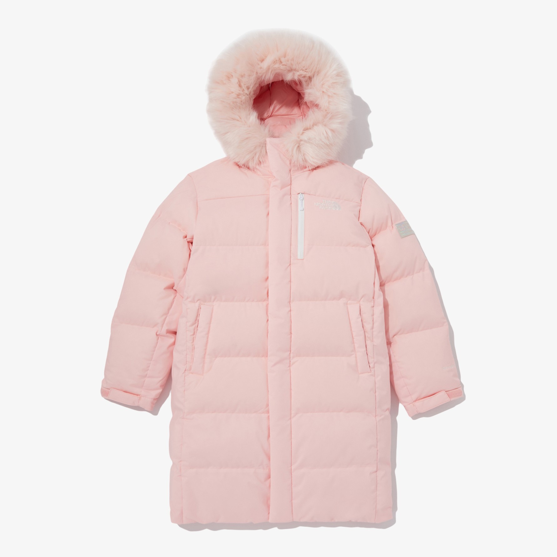 北の方人間の顔 落ちこむ THE NORTH FACE 落ちこむ お嬢さん さくら色 K\u0027S GO FREE DOWN COAT V2 キッズゴー 無償性 落ちこむ 厚地の外套 上衣 PEACH 桃 NJ1DP57T