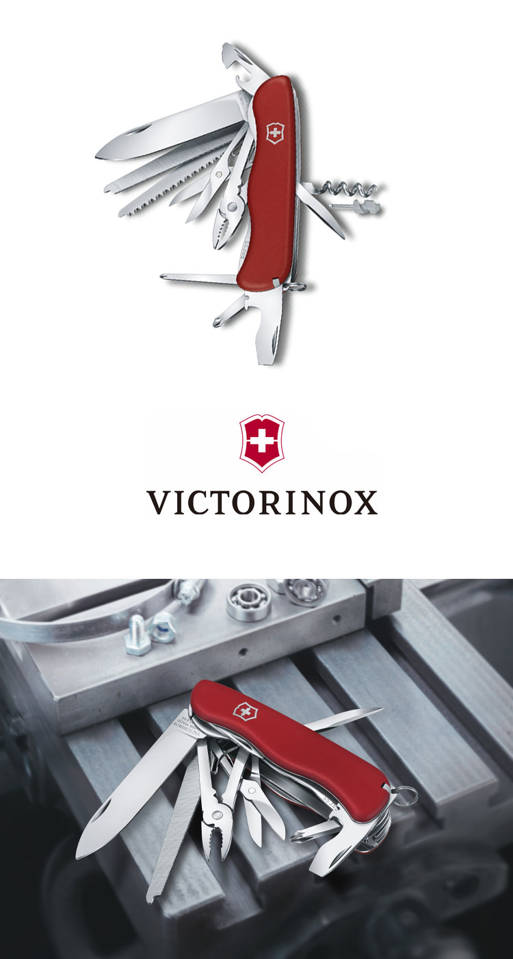 年中無休 VICTORINOX ナイフ 万能ナイフ 十徳ナイフ ビクトリノックス 正規品 ワークチャンプ マルチツール 多機能 21機能 のこぎり  小型 軽量 コンパクト 折りたたみ スイス製 キャンプ レジャー 登山 釣り 料理 赤 レッド 0.8564 アウトドア OTTD  whitesforracialequity.org