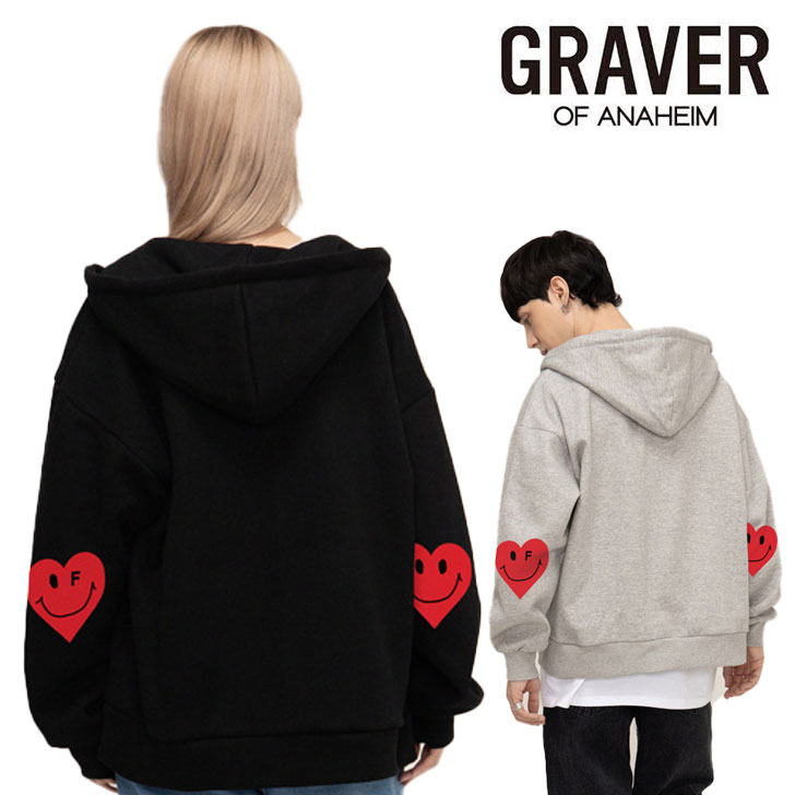 [GRAVER]★CLOUD SMILE EMBROIDERY HOODIE ZIP-UP 