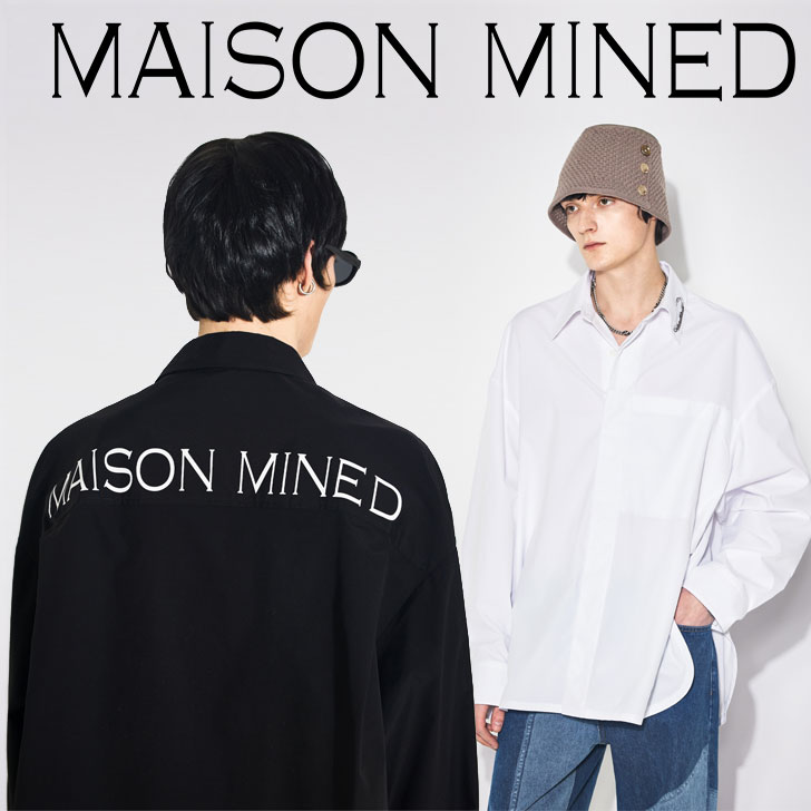 メゾンミネド ティーシャツ MAISON MINED 定まり売りわたす店 メンズ レディース BACK LOGO SHIRTS 御徒面子 ロゴタイプティーシャツ BLACK 黒いこと WHITE 白いこと FMQSCSA406M/7M 長袖 御召しもの DEAL