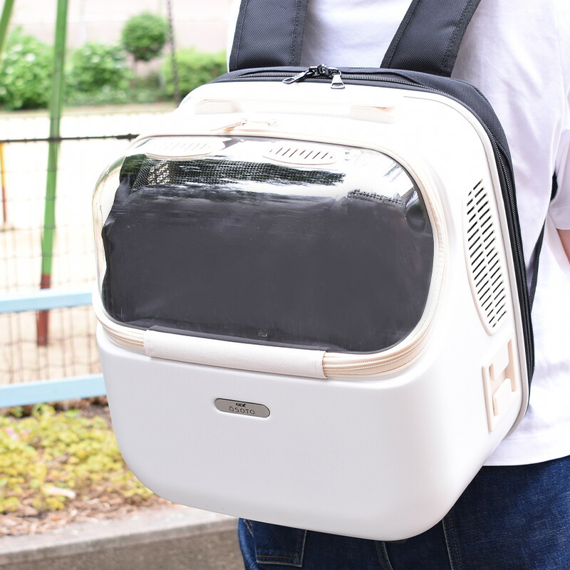 GEX　OSOTO　シェルフィー　ミルク 4WAY　5kg以下　犬猫兼用　犬用　猫用　軽量　コンパクト　リュック式　リュック型　キャリーケース　キャリーバッグ　オソトキャリー　オシャレ　かわいい　お出かけ　ホワイト　白　OSOTOキャリー shellfeel　ジェックス