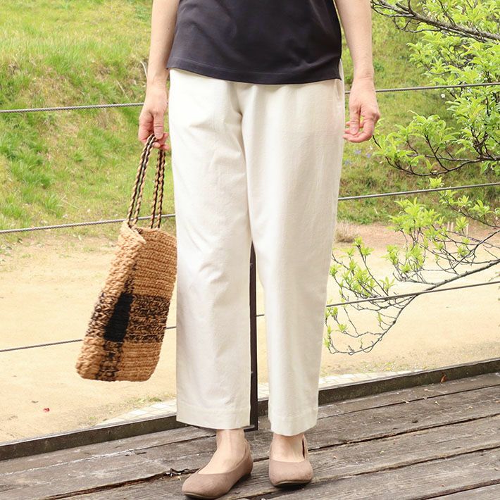 [rolca on the notes]綿麻バックサテンクロップドパンツ　ロルカオンザノーツ