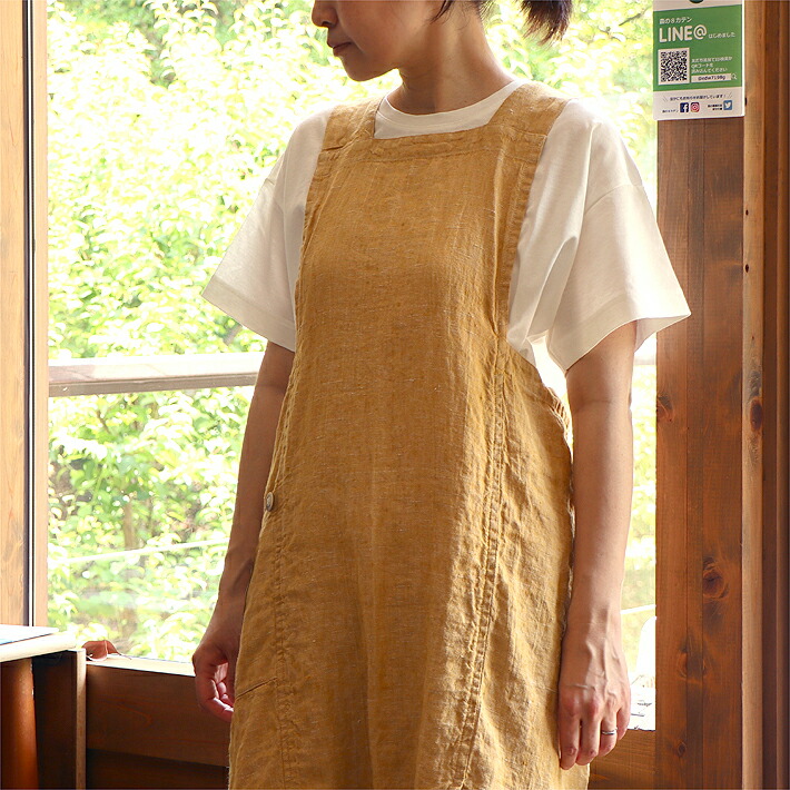 Lino e Lina 盛りだくさん前垂れ アニタ リネン かっこ良い 貨物輸送無料 エプロン-配膳用品・キッチンファブリック-エプロン・三角巾