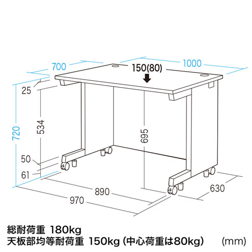 サンワサプライパーソナルデスク(ホワイト/幅1000×奥行0700mm)EWD-10070W